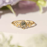 Wildflower Moss Agate Ring (Yellow Gold)©