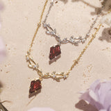 Elven Entwine Mozambique Red Garnet Necklace (Yellow Gold)