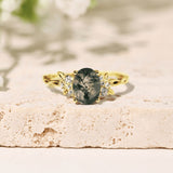 Enchanted Garden Oval Cut Moss Agate Ring©