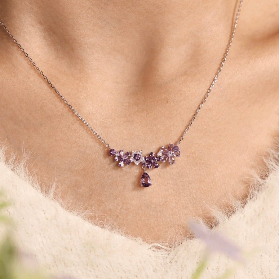 Lilac Blossom Amethyst Necklace and Earrings Set