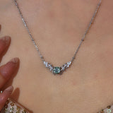 Silver Leaf Moss Agate Necklace