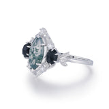 Noctis Moss Agate Black Onyx Ring©