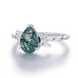 Enchanted Garden Pear Cut Moss Agate Ring©