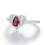 Rosy Heart Mozambique Red Garnet Ring