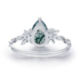 Enchanted Garden Pear Cut Moss Agate Ring©