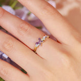 Monarch Butterfly Amethyst Opal Ring and Necklace Set (Yellow Gold)
