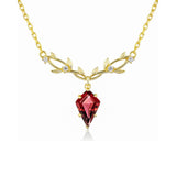 Elven Entwine Mozambique Red Garnet Necklace (Yellow Gold)