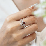 Flaming Heart Mozambique Red Garnet Ring Set©