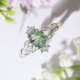 Silver Leaf Moss Agate Ring
