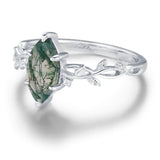 Everlasting Marquise Cut Moss Agate Ring©