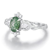 Silver Leaf Moss Agate Ring