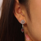 Eternal Orbit Mozambique Red Garnet Earrings