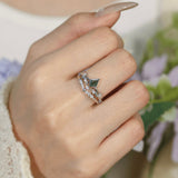 Victorian Lace Moss Agate© and Hearty Heart Ring Set