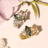 Sonoran Sunrise Moss Agate Ring Set (Yellow Gold)