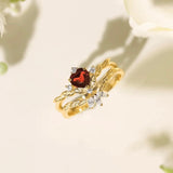 Flaming Heart Mozambique Red Garnet Ring Set©