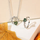 Everlasting Heart Cut Moss Agate Ring©