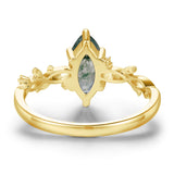 Everlasting Marquise Cut Moss Agate Ring©