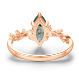 Everlasting Marquise Cut Moss Agate Ring©
