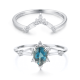 Gaia London Blue Topaz Ring & Monte Arc Ring Set