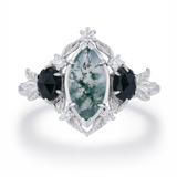 Noctis Moss Agate Black Onyx Ring©