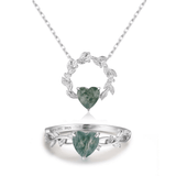 Everlasting Heart Cut© and Heart’s Desire Moss Agate© Ring and Necklace Set