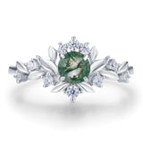 Blossoms at Sunrise Moss Agate Ring