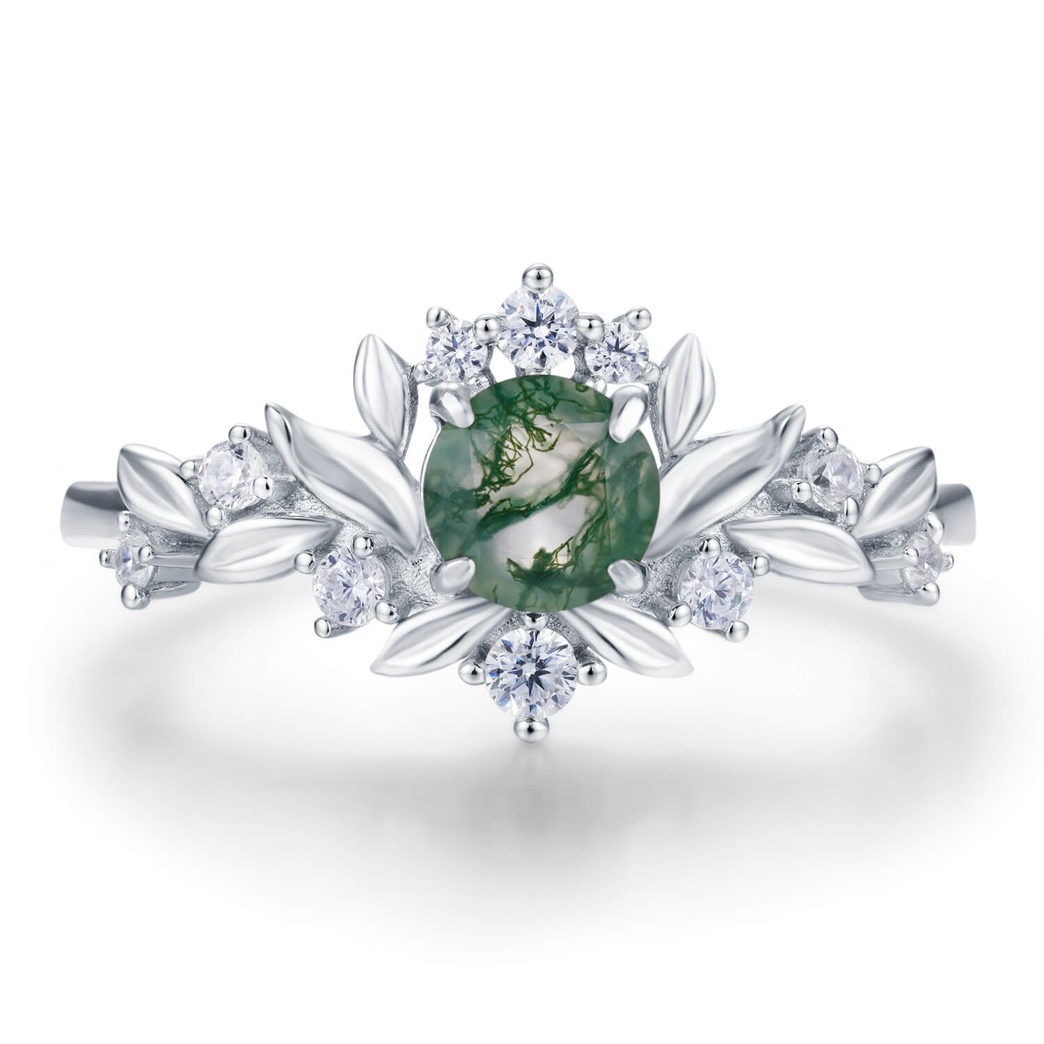 Blossoms at Sunrise Moss Agate Ring – Azura New York