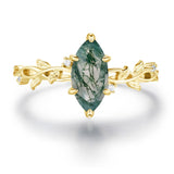 Everlasting Marquise Cut Moss Agate Ring©