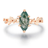 Everlasting Marquise Cut Moss Agate Ring©