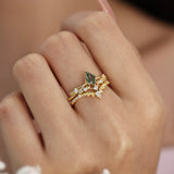 Victorian Lace Moss Agate Ring (Yellow Gold) ©