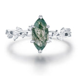 Everlasting Marquise Cut Moss Agate Ring©