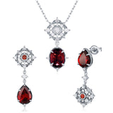Eternal Orbit Mozambique Red Garnet Necklace and Earrings Set