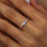 The Center of the Universe Moonstone Ring & Supreme White Topaz Ring Set (Yellow Gold)