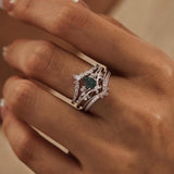 Lotus Moss Agate©, Abloom, and Woodland Ring Set