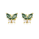Monarch Butterfly Moss Agate Earrings