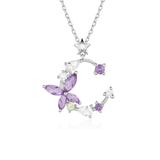 Monarch Butterfly Amethyst Opal Necklace