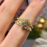 Woodland and Victorian Lace Moss Agate© Ring Set (Yellow Gold)