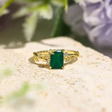 10K Yellow Gold - Ring of Earth - Green Onyx- Size 6