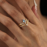 Woodland and Victorian Lace Sky Blue Topaz© Ring Set (Yellow Gold)