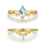 Woodland and Victorian Lace Sky Blue Topaz© Ring Set (Yellow Gold)