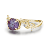 Between the Leaf Round Cut Alexandrite Ring©