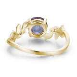 Between the Leaf Round Cut Alexandrite Ring©