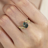 Between the Leaf Oval Cut Moss Agate Ring©