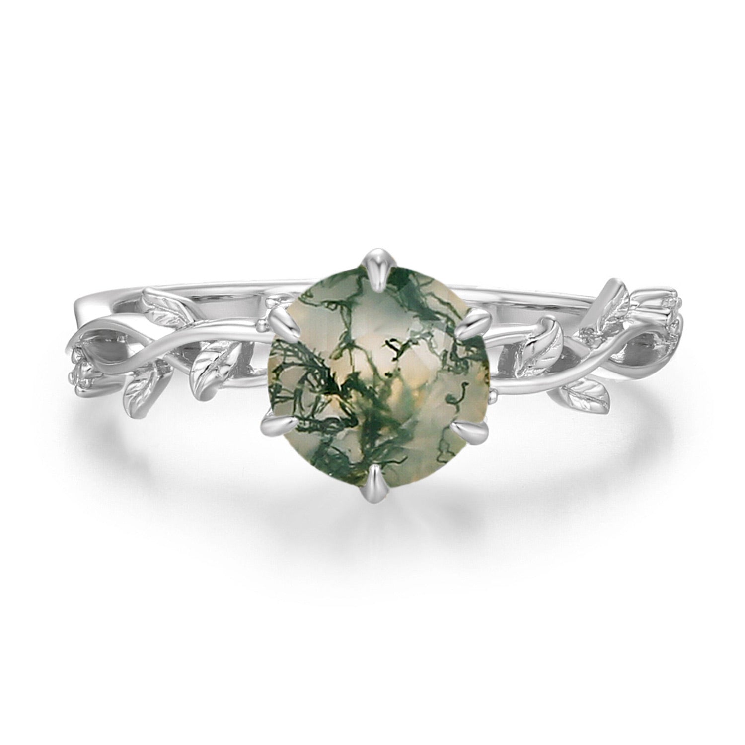 Everlasting Round Cut Moss Agate Ring© – Azura New York