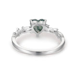 Everlasting Heart Cut Moss Agate Ring©