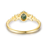 Wildflower Moss Agate Ring (Yellow Gold)©