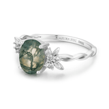 Enchanted Garden Oval Cut Moss Agate Ring©