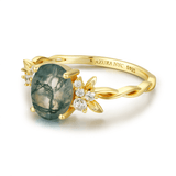 Enchanted Garden Oval Cut Moss Agate Ring©