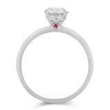 Hidden Ruby Heart Oval Moissanite Ring