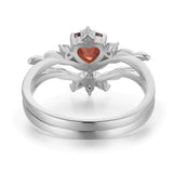 Flaming Heart Mozambique Red Garnet Ring Set©